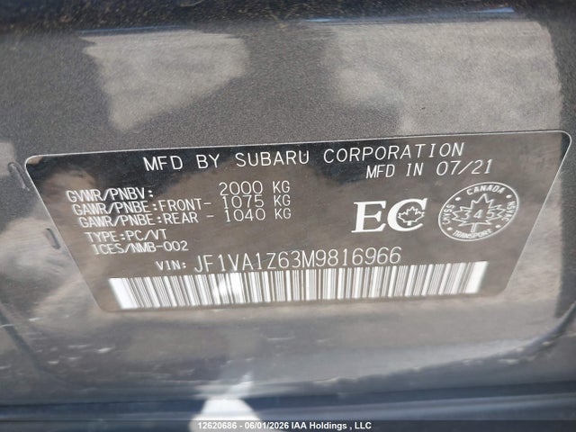 JF1VA1Z63M9816966 Subaru Wrx Sport Tech