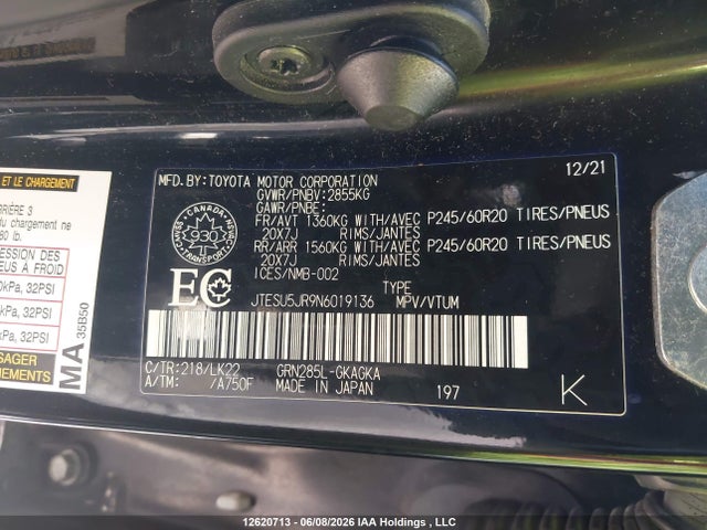 Toyota 4runner 2022 JTESU5JR9N6019136 Image 9