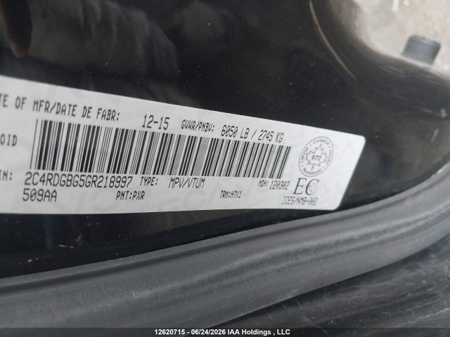 Продажа на аукционе авто 2016 Dodge Grand Caravan Se, vin: 2C4RDGBG5GR218997, номер лота: 12620715