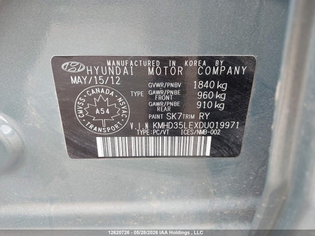 Продажа на аукционе авто 2013 Hyundai Elantra, vin: KMHD35LEXDU019971, номер лота: 12620726