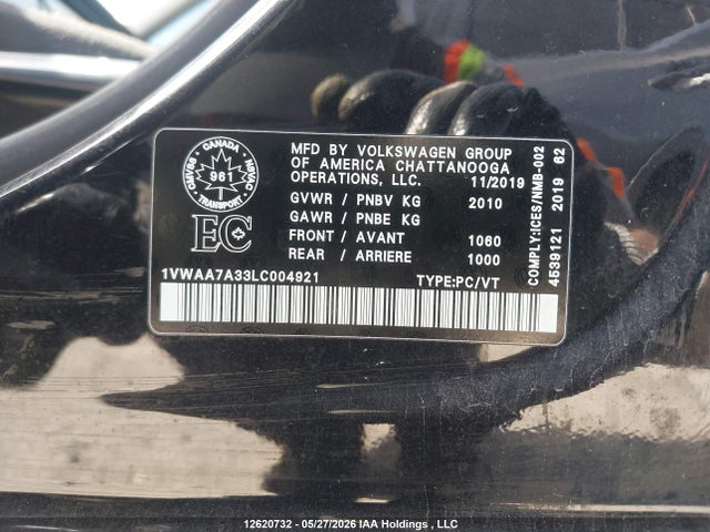 Продажа на аукционе авто 2020 Volkswagen Passat Comfortline, vin: 1VWAA7A33LC004921, номер лота: 12620732