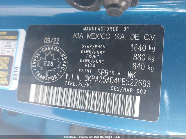 KIA Rio Lx Premium/lx+ 2023 3KPA25AD4PE522693 Image 9