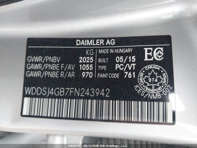 WDDSJ4GB7FN243942 Mercedes-Benz CLA 250 4MATIC