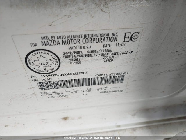 Aukcja sprzedaży 2010 Mazda 6 I, vin: 1YVHZ8BHXA5M22205, numer aukcji: 12620769