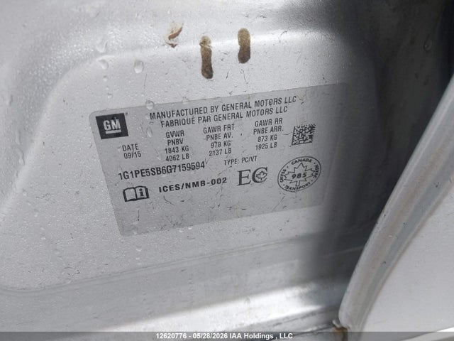 2016 Chevrolet Cruze Limited მანქანა იყიდება აუქციონზე, vin: 1G1PE5SB6G7159594, აუქციონის ნომერი: 12620776