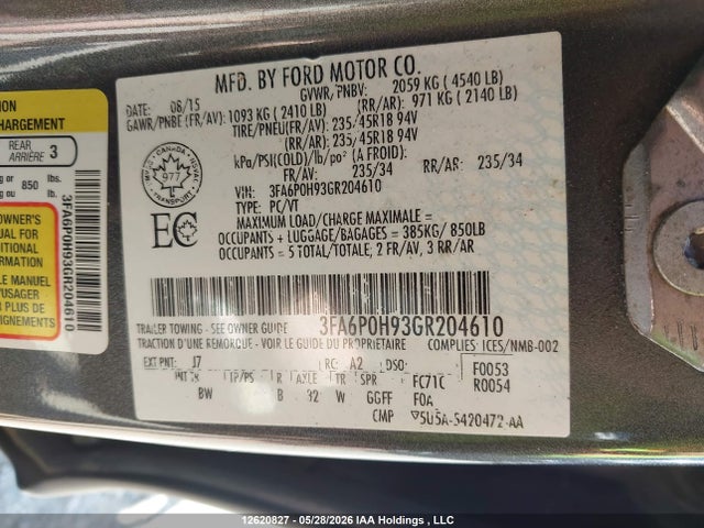 Ford Fusion 2016 3FA6P0H93GR204610 Image 9