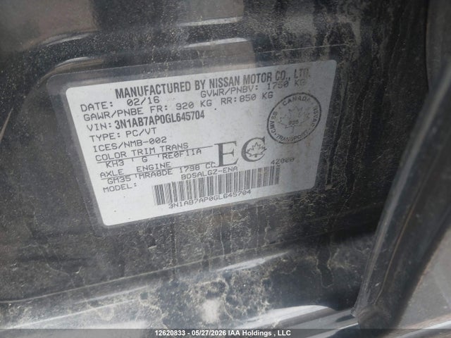 3N1AB7AP0GL645704 Nissan Sentra S/sv/sr/sl