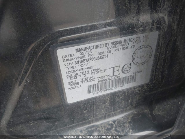 3N1AB7AP0GL645704 Nissan Sentra S/sv/sr/sl