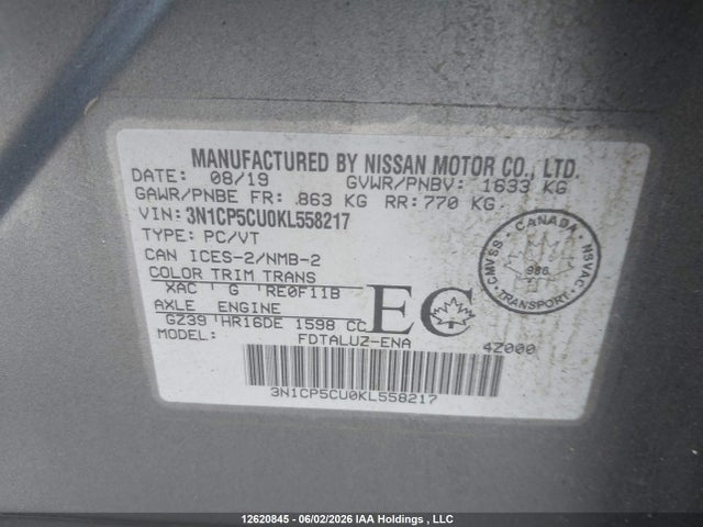 Nissan Kicks 2019 3N1CP5CU0KL558217 Image 9