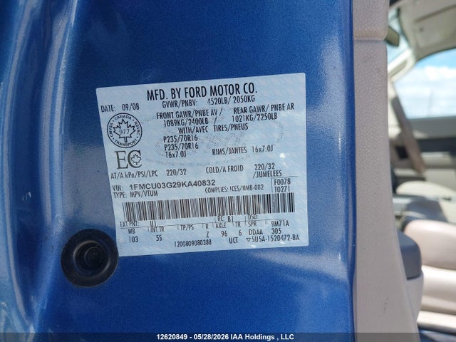 Продажа на аукционе авто 2009 Ford Escape, vin: 1FMCU03G29KA40832, номер лота: 12620849