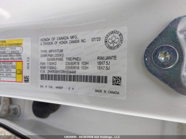 Aukcja sprzedaży 2024 Honda Cr-v Exl, vin: 2HKRS6H72RH204448, numer aukcji: 12620850