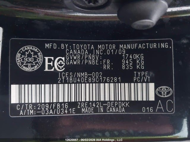 Aukcja sprzedaży 2009 Toyota Corolla Ce, vin: 2T1BU40E89C176281, numer aukcji: 12620857