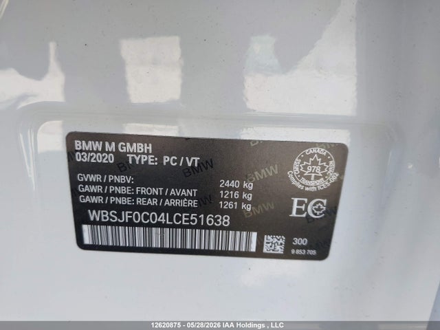 Продаж на аукціоні авто 2020 Bmw M5 M5 Competition, vin: WBSJF0C04LCE51638, номер лоту: 12620875