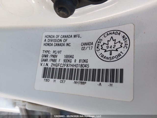 Honda Civic Ex 4dr 2017 2HGFC2F87HH018045 Image 19