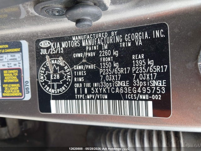 KIA Sorento 2014 5XYKTCA63EG495753 Image 18