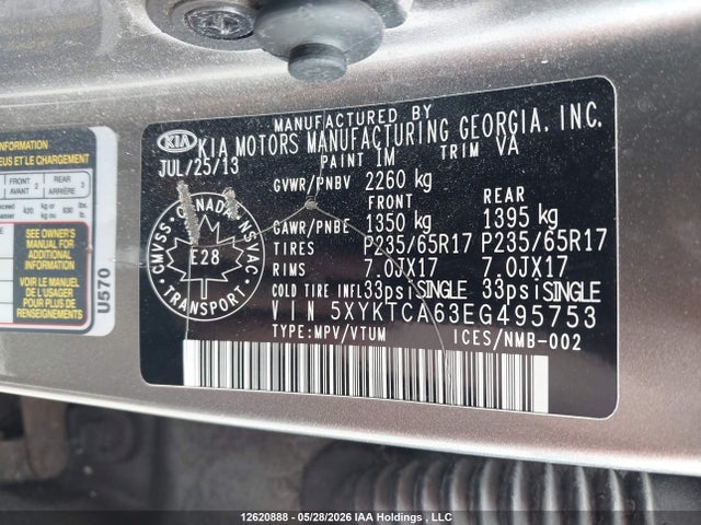 KIA Sorento 2014 5XYKTCA63EG495753 Image 9