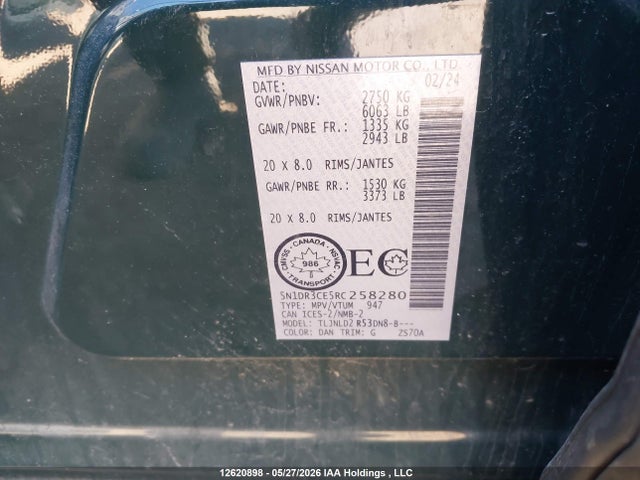 Nissan Pathfinder Sl 2024 5N1DR3CE5RC258280 Image 9