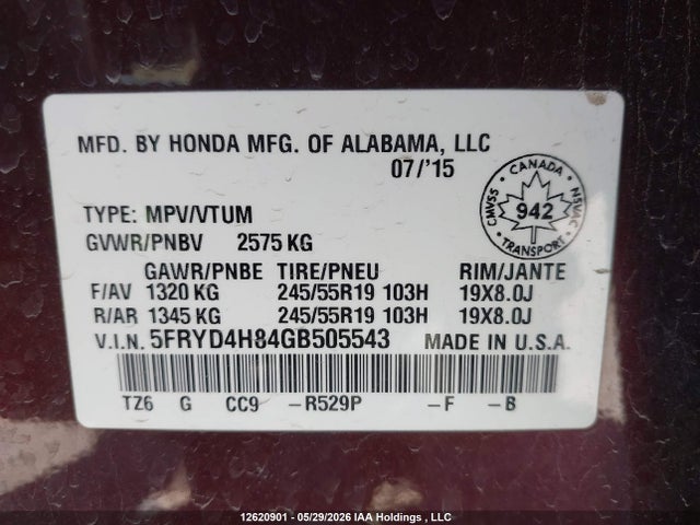 Acura Mdx Elite Package 2016 5FRYD4H84GB505543 Image 19