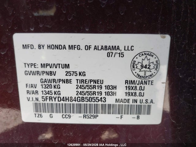 Acura Mdx Elite Package 2016 5FRYD4H84GB505543 Image 9