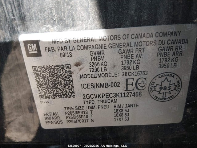 Продаж на аукціоні авто 2019 Chevrolet Silverado Ld K1500 Lt, vin: 2GCVKPEC3K1127408, номер лоту: 12620907