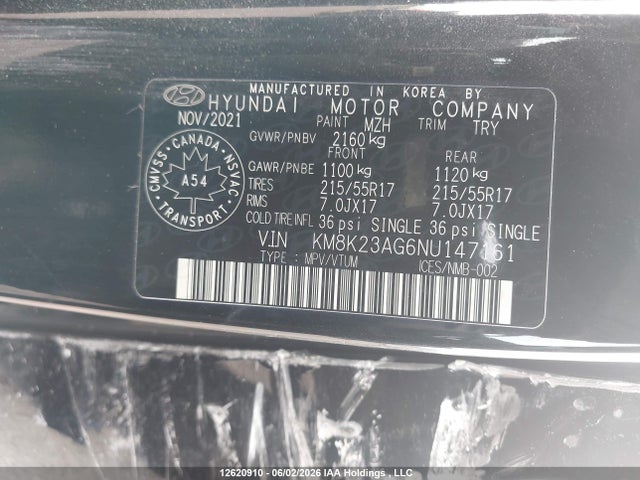 KM8K23AG6NU147161 Hyundai Kona Sel