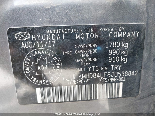 Продаж на аукціоні авто 2018 Hyundai Elantra Sel/value/limited, vin: KMHD84LF8JU538842, номер лоту: 12620911