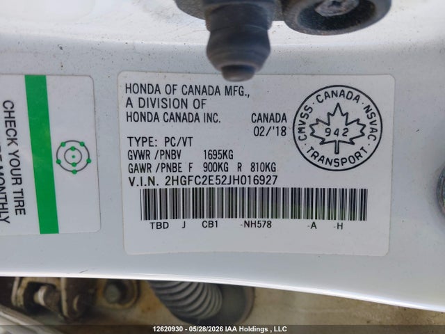 Honda Civic Lx 2018 2HGFC2E52JH016927 Image 9