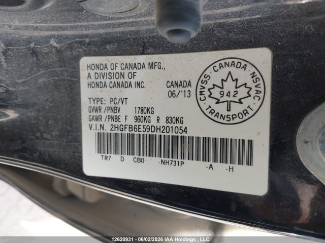 Продажа на аукционе авто 2013 Honda Civic Si Si, vin: 2HGFB6E59DH201054, номер лота: 12620931