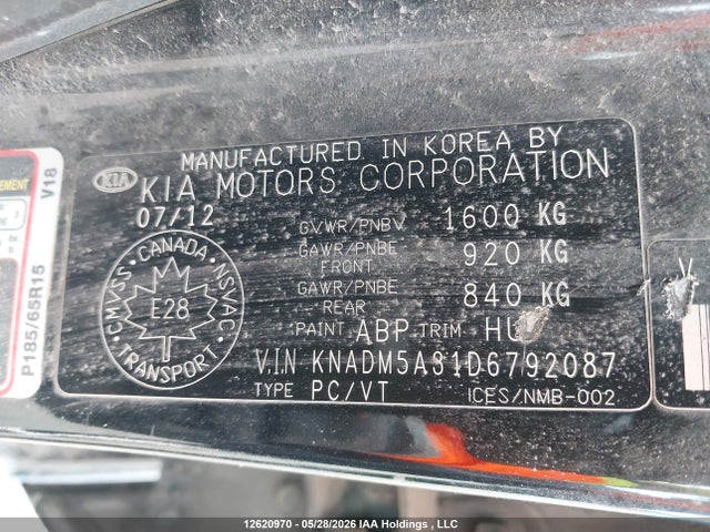 Aukcja sprzedaży 2013 Kia Rio, vin: KNADM5A31D6792087, numer aukcji: 12620970