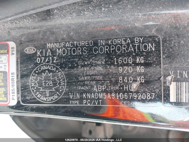 Aukcja sprzedaży 2013 Kia Rio, vin: KNADM5A31D6792087, numer aukcji: 12620970