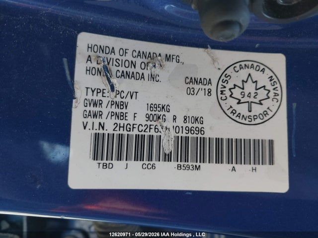 Honda CIVIC SE 2018 2HGFC2F63JH019696 Image 9