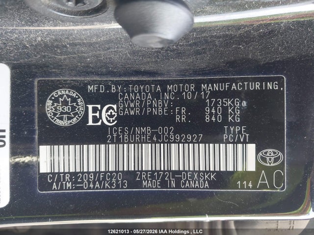 Продажа на аукционе авто 2018 Toyota Corolla Se, vin: 2T1BURHE4JC992927, номер лота: 12621013