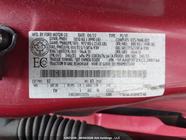 Продаж на аукціоні авто 2012 Ford Focus Se, vin: 1FAHP3F2XCL388744, номер лоту: 12621036