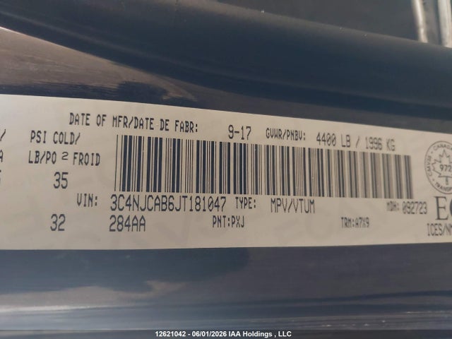 Продаж на аукціоні авто 2018 Jeep Compass Sport, vin: 3C4NJCAB6JT181047, номер лоту: 12621042