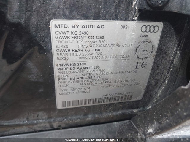 WA16AAFYXN2022118 Audi Q5 Sportback Prestige 45