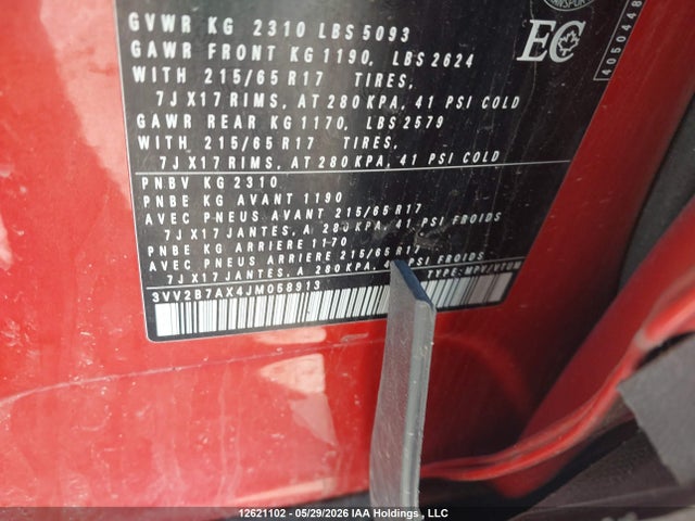 Aukcja sprzedaży 2018 Volkswagen Tiguan Comfortline, vin: 3VV2B7AX4JM058913, numer aukcji: 12621102