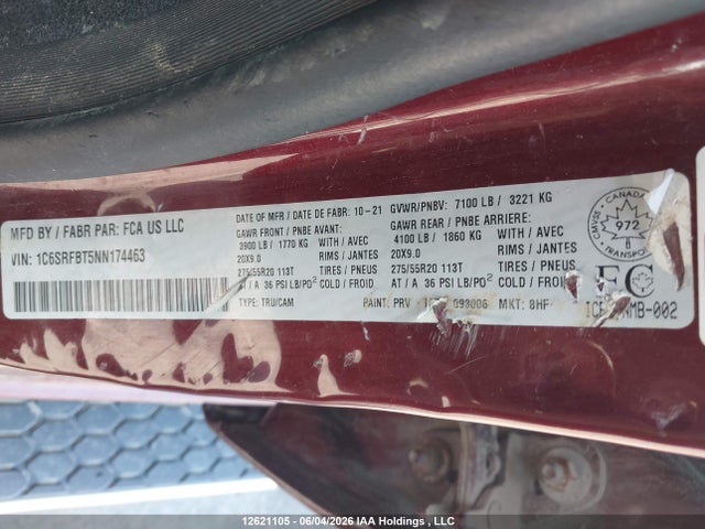 1C6SRFBT5NN174463 RAM 1500 Big Horn/lone Star