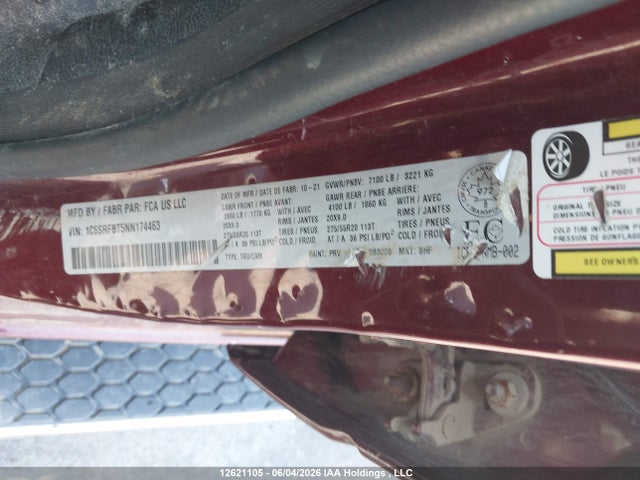 1C6SRFBT5NN174463 RAM 1500 Big Horn/lone Star