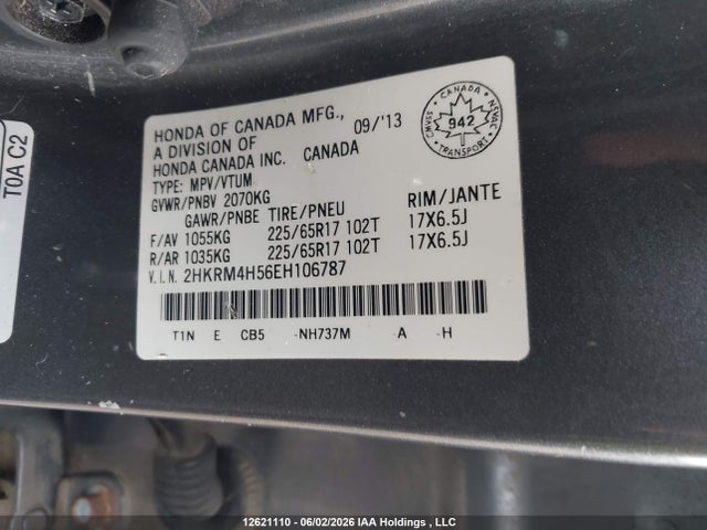 2HKRM4H56EH106787 Honda CR-V EX