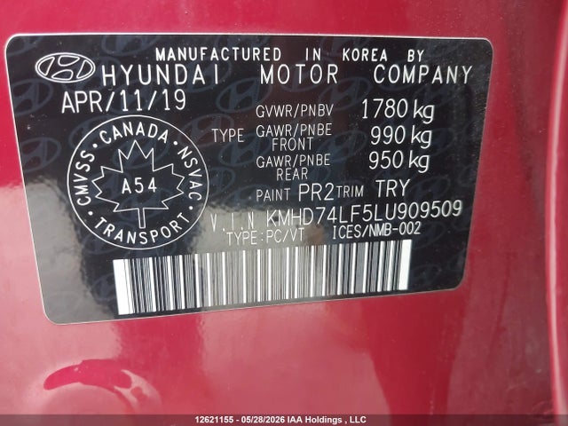 KMHD74LF5LU909509 Hyundai Elantra Essential Auto Ivt