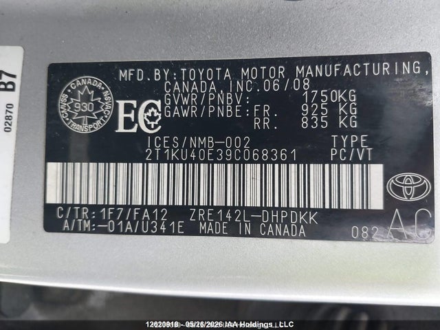 Продаж на аукціоні авто 2009 Toyota Matrix, vin: 2T1KU40E39C068361, номер лоту: 12620918