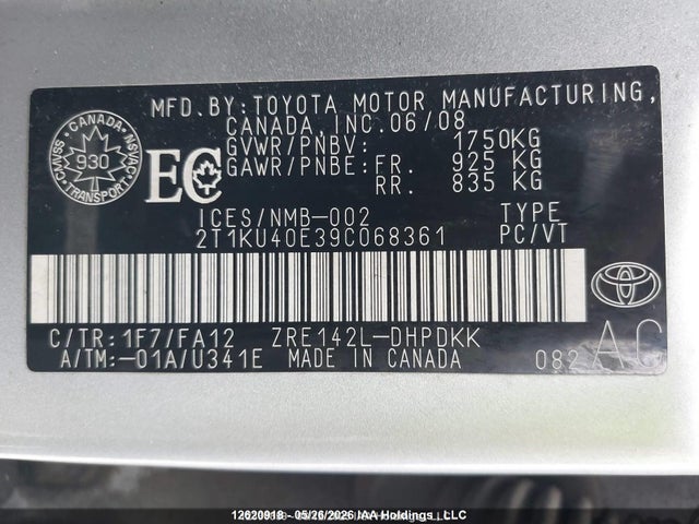 Продаж на аукціоні авто 2009 Toyota Matrix, vin: 2T1KU40E39C068361, номер лоту: 12620918