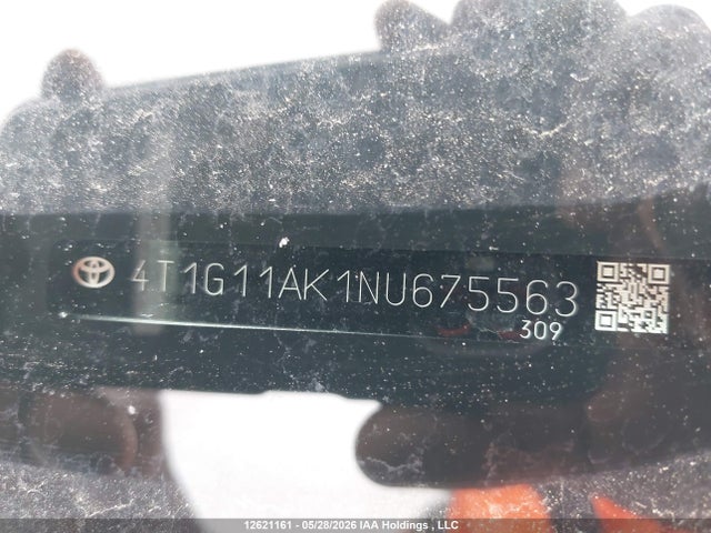 2022 Toyota Camry Se/se Night Shade მანქანა იყიდება აუქციონზე, vin: 4T1G11AK1NU675563, აუქციონის ნომერი: 12621161