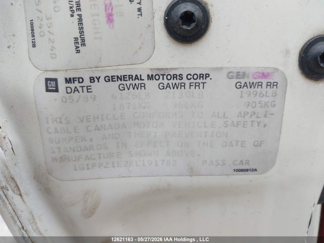 Продаж на аукціоні авто 1989 Chevrolet Camaro, vin: 1G1FP21E2KL191782, номер лоту: 12621163