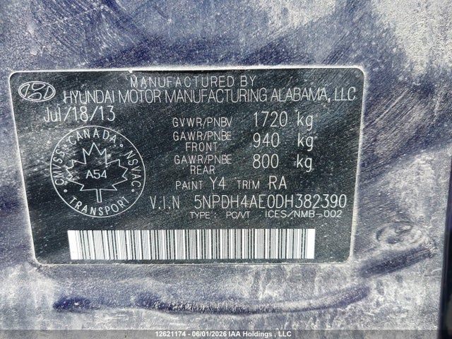 Продаж на аукціоні авто 2013 Hyundai Elantra Gls/limited, vin: 5NPDH4AE0DH382390, номер лоту: 12621174