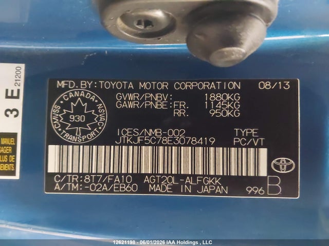Aukcja sprzedaży 2014 Scion Tc, vin: JTKJF5C78E3078419, numer aukcji: 12621198