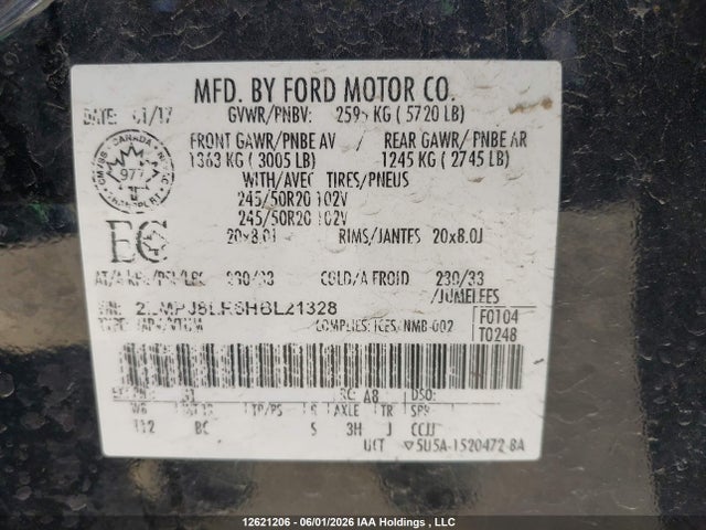 Продаж на аукціоні авто 2017 Lincoln Mkx Reserve, vin: 2LMPJ8LR6HBL21328, номер лоту: 12621206
