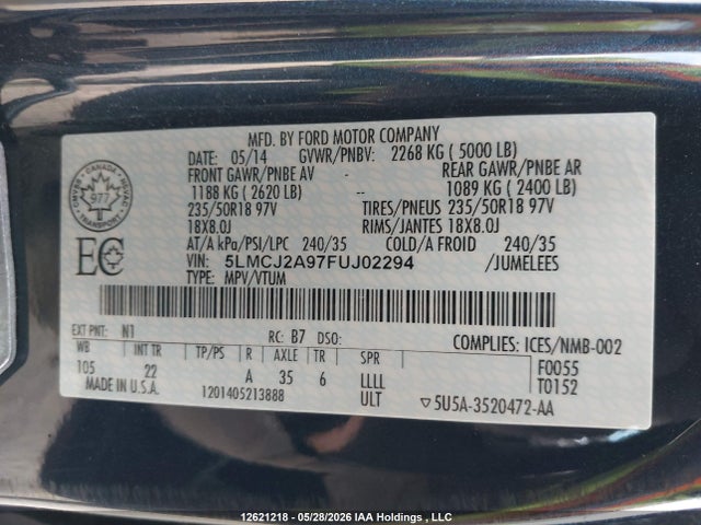 Aukcja sprzedaży 2015 Lincoln Mkc, vin: 5LMCJ2A97FUJ02294, numer aukcji: 12621218