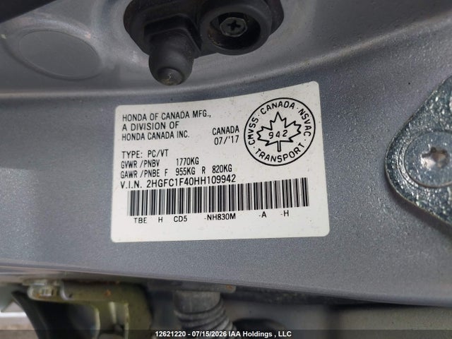 2017 Honda Civic Ex მანქანა იყიდება აუქციონზე, vin: 2HGFC1F40HH109942, აუქციონის ნომერი: 12621220