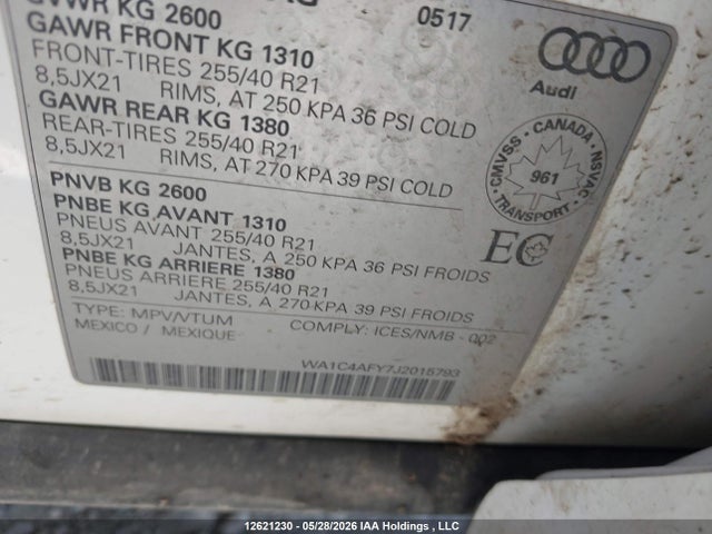 Продаж на аукціоні авто 2018 Audi Sq5 3.0t Technik, vin: WA1C4AFY7J2015793, номер лоту: 12621230